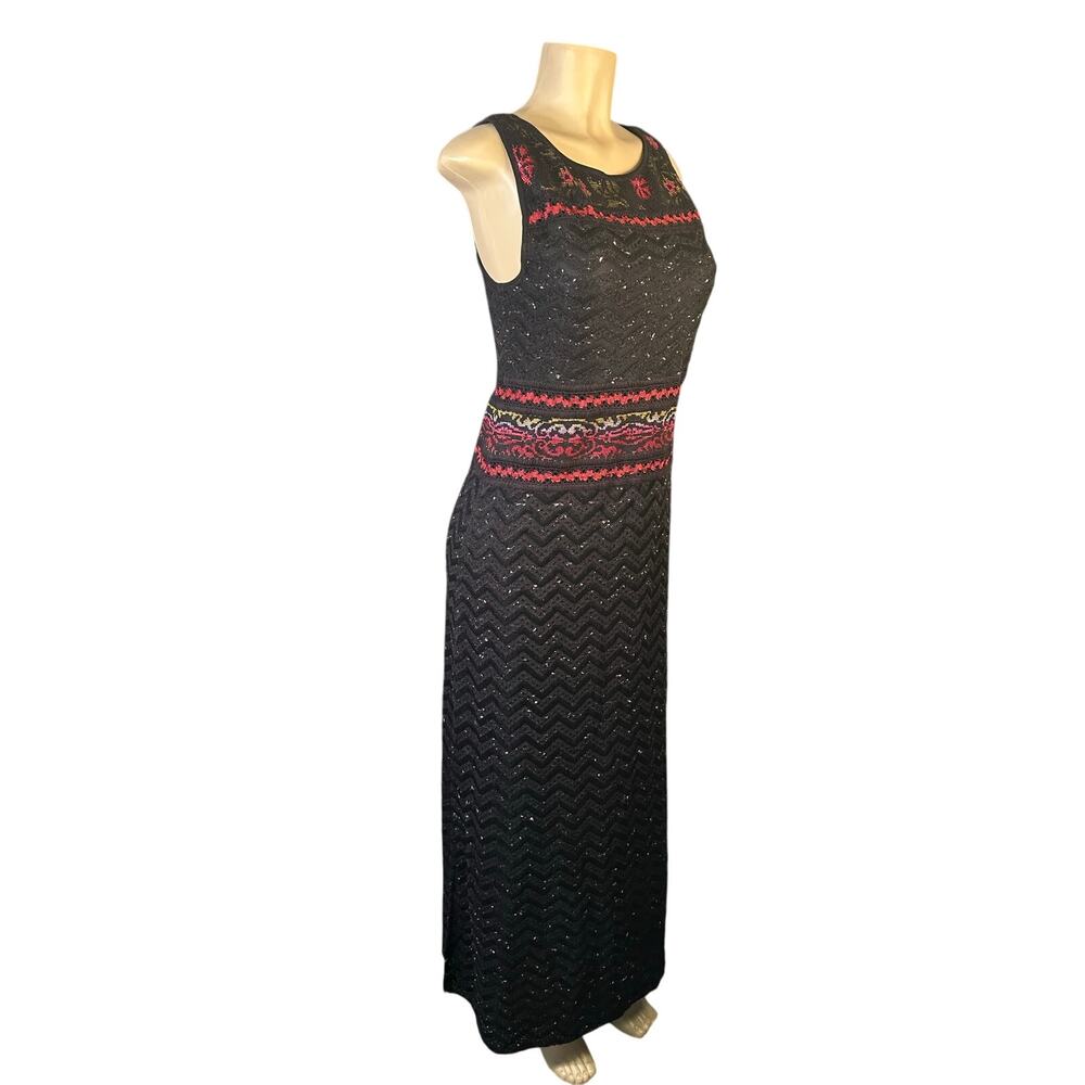 Women M Anthropologie Cecilia Prado Rowan Maxi Sweater Dress Black Knitted